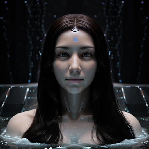 A cascade of binary code flows like a river, forming the shape of a beautiful, but ultimately artificial, face.